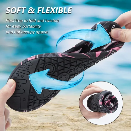 Vista 4 de Deevike Zapatos acuáticos para mujeres y hombres, estilo descalzo, de secado rápido, calcetines de agua sin cordones para playa, piscina, natación