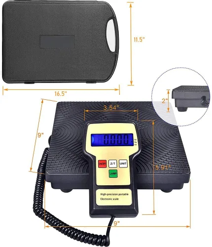 Vista 3 de Báscula electrónica de carga de refrigerante digital de alta precisión de 220 libras con funda, báscula de carga de refrigerante HAVC A/C
