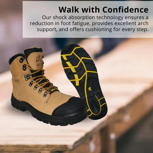 Vista 7 de WOLF Work Boot 100% Waterproof Genuine Leather Oil, Impact, Compression & Puncture Resistant Electrical Hazards Non-Slip Sole Padded