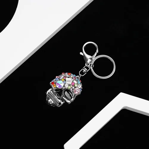 Vista 6 de YGMONER Llavero de cabeza de calavera de cristal, llavero brillante para automóvil y accesorio de bolsa con bolsa de regalo (calavera)