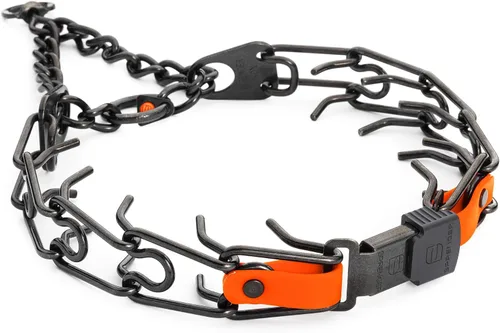Vista 25 de Collar para Perro Herm Sprenger de Acero Inoxidable Negro con Hebilla de Liberación Rápida ClicLock y Inserción de Biothane Collar de Entrenamiento