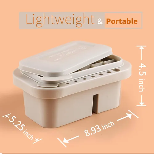 Vista 7 de Caddy Multiusos para Pinceles de Pintura con Soporte, Lavador, Bandejas, Caja de Paleta - Taza Limpiadora para Artistas para Pinturas de Acuarela