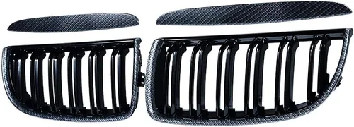 Vista 10 de Rejilla de Riñón Cromada con Malla Brillante en Negro Compatible con BMW 323i 325xi 330i 328i 328xi 335i 335xi E90 E91 Pre-LCI de 2005-2008