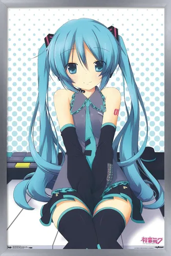 Vista 13 de Trends International Hatsune Miku - Póster de pared de llaves, 14.725 x 22.375 pulgadas, versión enmarcada de madera de granero