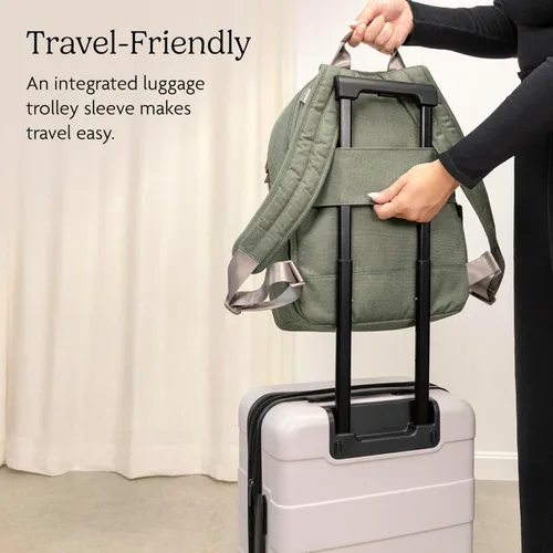 Vista 4 de UPPAbaby Mochila cambiador - Bolsillo para botella y portátil, funda para carrito - Ada Ada-sand Melange Cuero Castaño