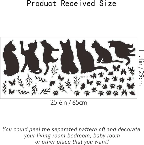 Vista 2 de SUPERDANT Calcomanías de pared de gatos negros para decoración de pared de Gato negro