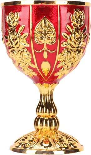 Vista 5 de Cáliz dorado vintage dorado de 4 pulgadas, aleación de zinc sólida retro en relieve, elegante taza de proxeneta para banquete de fiesta, 4.1 x 2.5