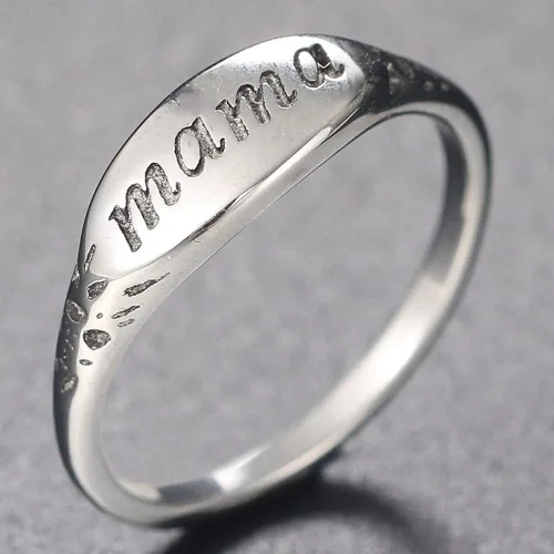 Vista 2 de Jude Jewelers Anillo de acero inoxidable para mamá, mamá, día de la madre, cumpleaños, Navidad, boda, vacaciones, Metal no precioso., Zirconia cúbica
