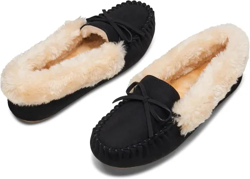 Vista 4 de Alpine Swiss Leah - Pantuflas tipo mocasín de piel sintética para mujer