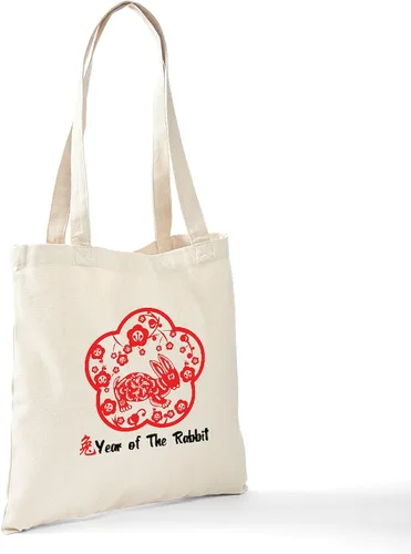 Vista 6 de CafePress Bolso de lona con diseño de año del conejo, Caqui