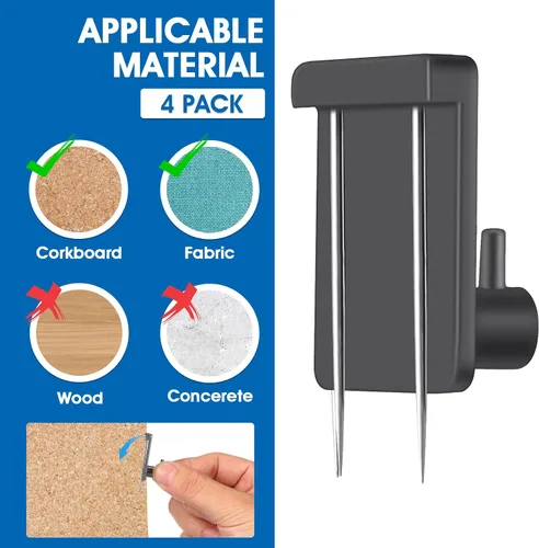 Vista 3 de Lounsweer 4 Piezas Ganchos de Cubículo para Paredes de Tela Clips de Cubículo Paneles de Tela Ganchos de Pared para Abrigos Acero Inoxidable