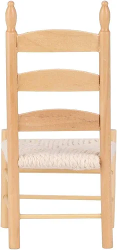 Vista 3 de Silla vintage de madera en miniatura para accesorios de muñecas 1:12 (Burlywood)