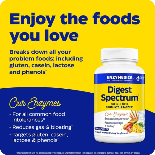 Vista 5 de Enzymedica Digest Spectrum - Suplemento dietético para el alivio digestivo de las intolerancias alimentarias, vegano, sin gluten, sin OMG