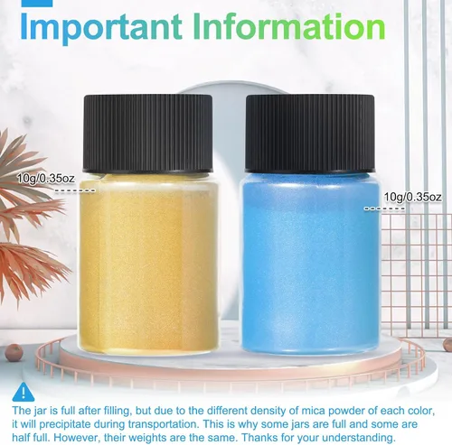 Vista 4 de CHANGTIKEJI Polvo de Mica, 24 Colores - 10g/Botella de Polvo de Pigmento Natural para Resina Epoxy, Fabricación de Jabón, Velas, Brillo de Labios