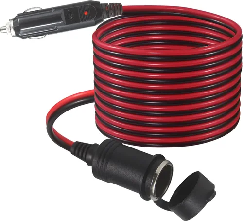 Vista 9 de SPARKING Cable de extensión para encendedor de cigarrillos de automóvil de 6 pies - Enchufe macho a toma hembra, cable resistente de 16AWG con luces