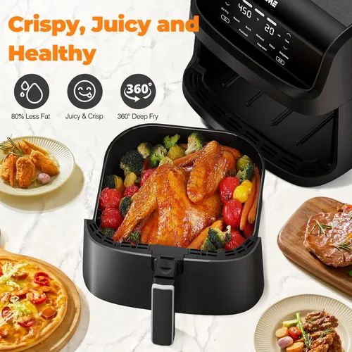 Vista 10 de DEIME Freidora de aire de 7.2 cuartos de galón, 1700 W, horno sin aceite, cocina saludable, freidoras de aire de gran capacidad con 8 ajustes