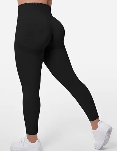 Vista 2 de YEOREO Leggings de entrenamiento profesionales cruzados para mujer, cintura cruzada en V, teñido anudado, sin costuras, pantalones de yoga