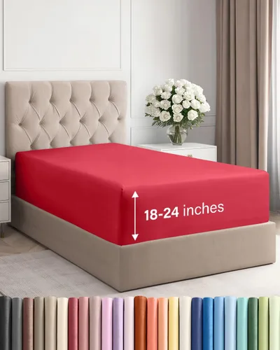 Vista 13 de Sábana bajera ajustable extra profunda Twin XL – Sábana bajera individual de lujo de hotel solamente – Se adapta fácilmente a colchones de 18 a 24