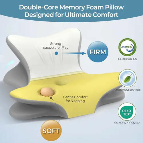 Vista 3 de Almohada cervical para el cuello para aliviar el dolor, almohada de lectura ergonómica para la cama, almohada de cuña de contorno de espalda Blanco