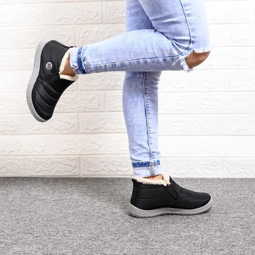 Vista 5 de NOLDARES NIMIZIA Botas para Mujer Punta Redonda Repelente al Agua Invierno Cálidas Botas de Algodón de Felpa de Tubo Corto Plano Botas de Nieve