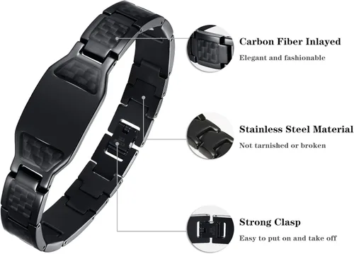 Vista 3 de Hisatan Pulsera de eslabones personalizada personalizable para hombre con pulsera de moda de acero inoxidable con varios patrones