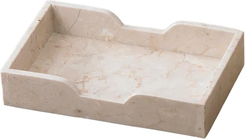 Vista 10 de Lujosa bandeja de tocador de mármol natural tallada a mano, organizador elegante y resistente para baño, dormitorio, maquillaje, encimeras, beige