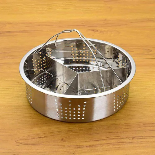 Vista 8 de Cesta de vapor de verduras de acero inoxidable, juego de estante de vapor