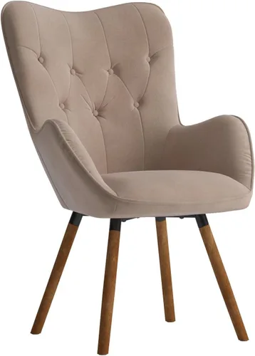 Vista 5 de Roundhill Furniture - Silla decorativa doarnin contemporánea de terciopelo sedoso con respaldo de botones, Tela, Chocolate