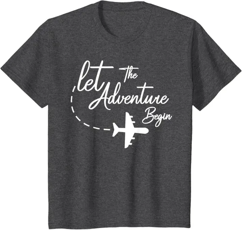 Vista 28 de Let The Adventure Begin - Camiseta inspiradora en modo de viaje en avión, Negro, S