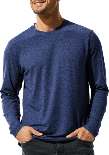 Vista 17 de MIER X-Sofort - Camisetas de manga larga para hombre, ligeras, súper suaves, atléticas, cuello redondo, para correr, descansar, entrenamiento casual