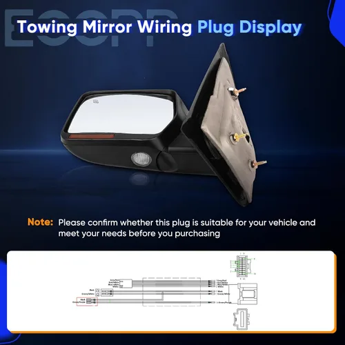 Vista 8 de ECCPP Luces de charco de señal de giro con calefacción eléctrica, repuesto para espejo lateral del conductor, ajuste 2007-2014 para Ford