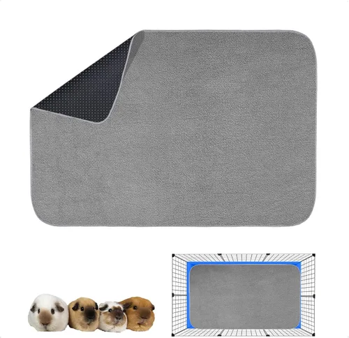 Vista 8 de Forro para jaula de conejillo de indias, paquete de 2 – Lavables, reutilizables, a prueba de fugas, almohadillas de cama de vellón para animales