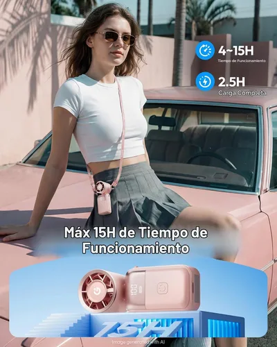 Vista 4 de Gaiatop Mini ventilador portátil de mano, ventilador de bolsillo plegable 3 Rosa