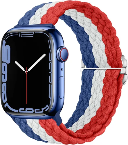 Vista 26 de Qimela - Correa elástica Solo Loop compatible con Apple Watch de 49 mm, 46 mm, 45 mm, 44 mm, 42 mm, 41 mm, 40 mm y 38 mm, correa trenzada Verde