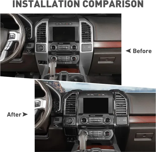 Vista 2 de Cubierta de panel de tablero de consola central compatible con Ford F150 2015-2020 compatible con Ford F150 2015-2020 accesorios de decoración Madera