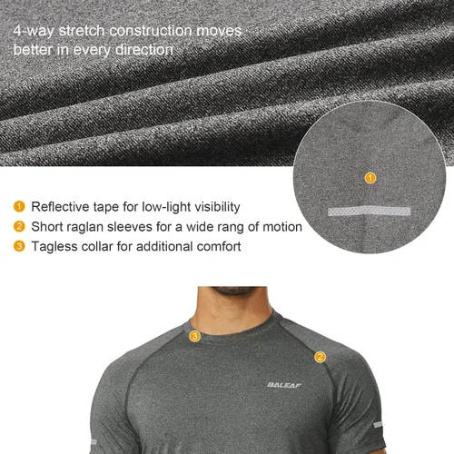 Vista 3 de BALEAF Camiseta de manga corta de secado rápido para hombre