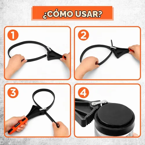 Vista 6 de Juego de llaves de correa de 2 piezas, llave de filtro de aceite de goma ajustable, diámetro máximo de 4" y 6", juego de abridor de frascos, llaves