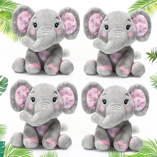 Vista 7 de Libima 4 piezas de animales de peluche de elefante pequeño a granel de 6 pulgadas, lindos animales de peluche suaves para niños y niñas, bebés, Azul