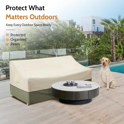 Vista 8 de COSFLY Fundas Impermeables para Sofás de Patio de Muebles de Exterior, Fundas para Sofás de Dos Plazas Exteriores que se Adaptan hasta 54A x 38P x