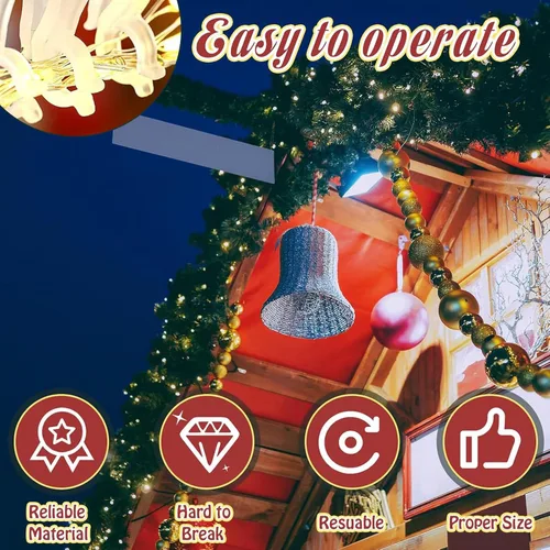 Vista 3 de Paquete de 100 clips para luces navideñas, clips para luces de Navidad para exteriores, gancho para canalones para decoración navideña de interiores