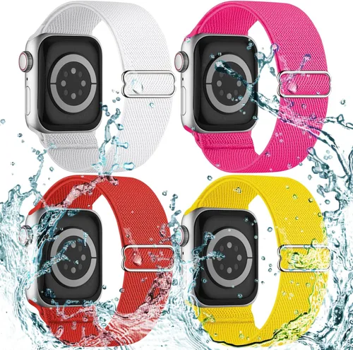 Vista 8 de 4 Pack Stretchy Solo Loop Compatible with Apple Watch Bands Women Men