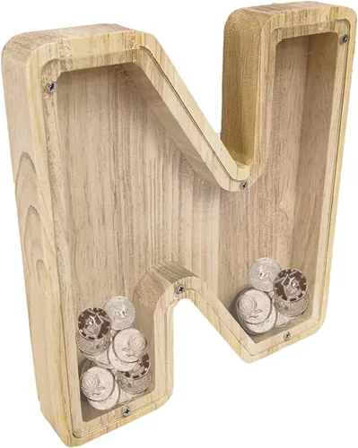 Vista 15 de FixtureDisplays® Alcancía de madera para gatos, alcancía de ahorro para niños, bonita moneda de recuerdo para niños y niñas, es un regalo único