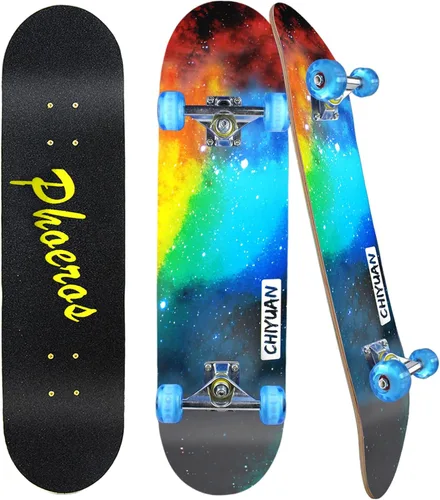 Vista 9 de PHOEROS Complete Skateboards- Standard Skateboards for Beginners Kids Boys Girls Teenager- 31''x 8''Canadian Maple Cruiser Pro Skate Board
