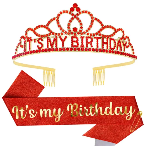 Vista 12 de Corona de cumpleaños plateada, banda con purpurina para cumpleaños, tiara para fiestas y decoraciones AB-Plata