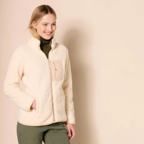 Vista 2 de Tienda Essentials - Chaqueta de forro polar sherpa, de manga larga con cremallera completa, para mujer