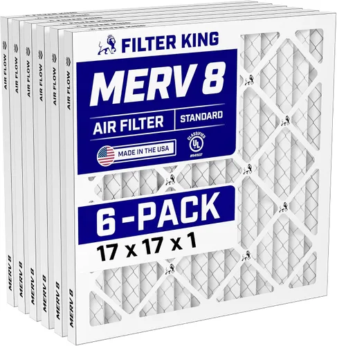 Vista 180 de Filter King Filtro de aire 6x12.25x1 Paquete de 6 Filtros plisados MERV 8 HVAC para horno A/C HECHO EN EE. UU. Tamaño real: 6 x 12.25 x .75
