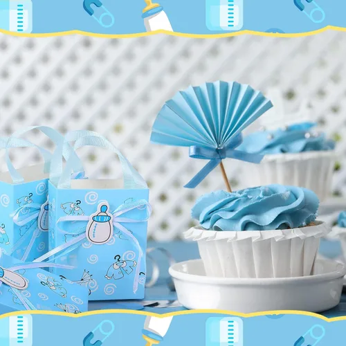 Vista 5 de Dianelhall 48 bolsas de regalo pequeñas para baby shower, para bebé, niño y niña, de 3 x 4 pulgadas, mini bolsas de regalo de fiesta de cumpleaños