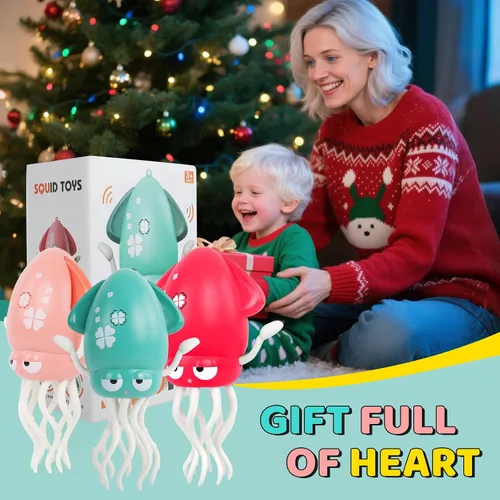 Vista 6 de Pulpo Bailarín - Juguete Eléctrico Musical para Bebés con Luces LED y Música, Juguete Sensorial Interactivo Recargable, Regalo Perfecto para Navidad
