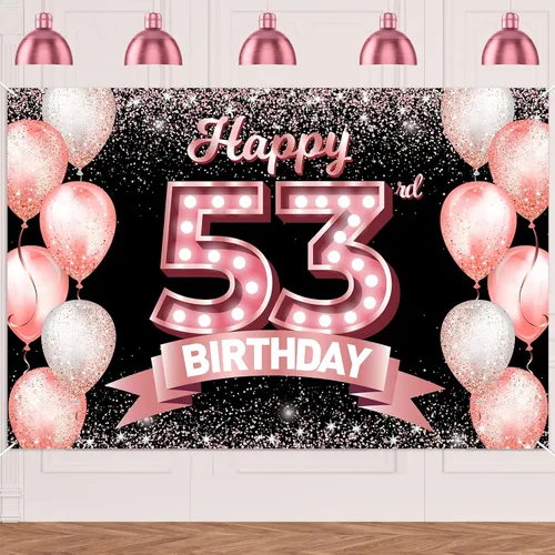 Vista 95 de Cartel de feliz cumpleaños décimo oro rosa, telón de fondo, saludos a 10 años, globos de confeti, decoración temática para niñas de 10 años