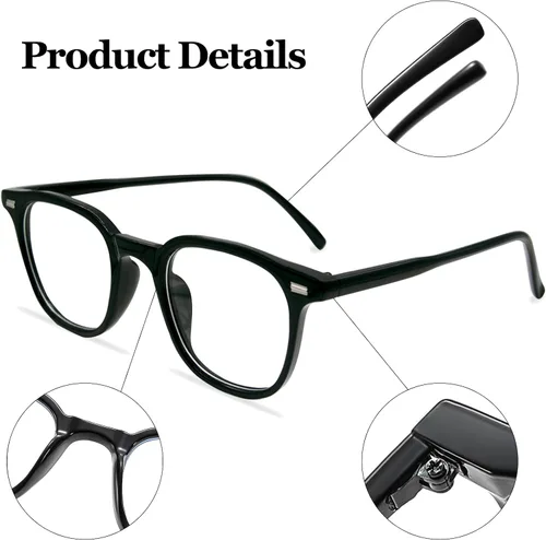 Vista 4 de LJCZKA Lentes cuadrados con bloqueo de luz azul para mujeres y hombres, antidolor de cabeza y fatiga ocular para leer, enviar mensajes de texto